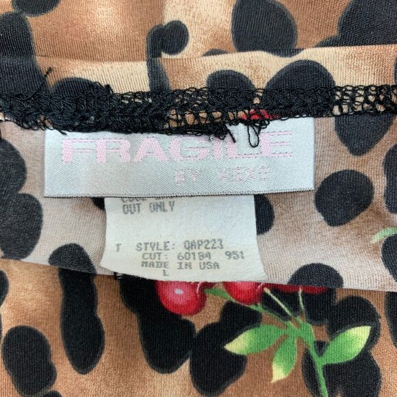Fragile By XOXO  Leopard Cherry Lace Mini Skirt Size L Rockabilly Trashy Y2k - Picture 6 of 8
